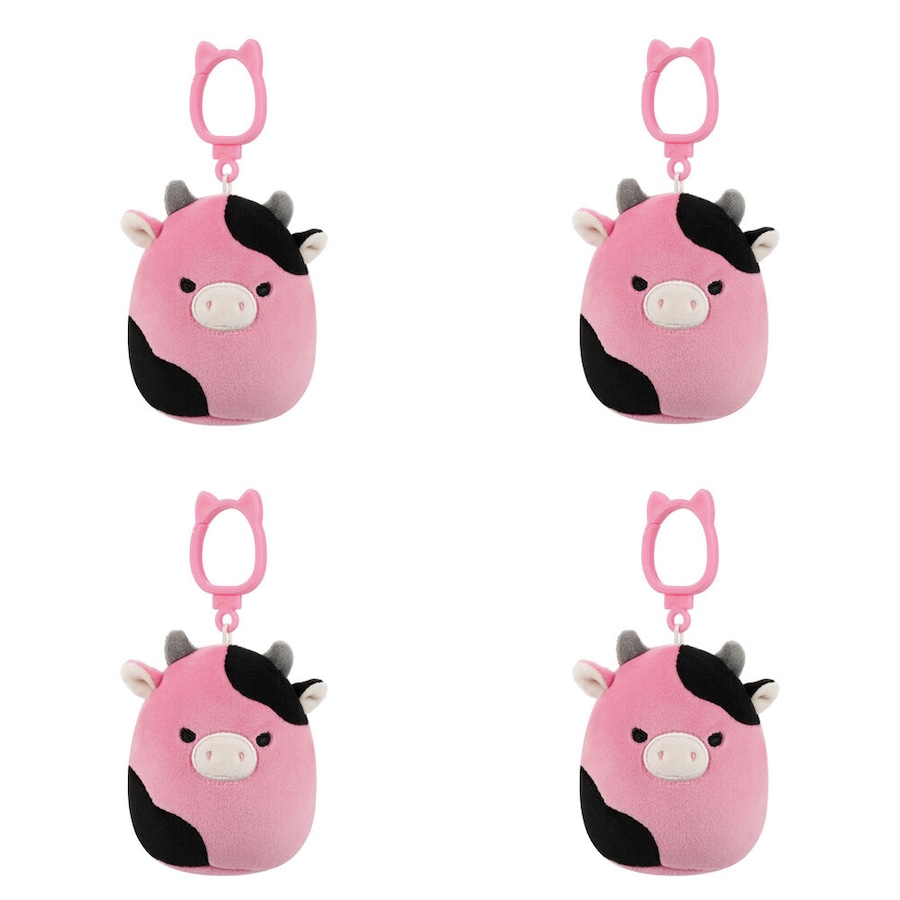 4PK Squishmallows 3.5in Clip Pollyanna Cow Stuffed Animal Kids Plush Toy 3y+