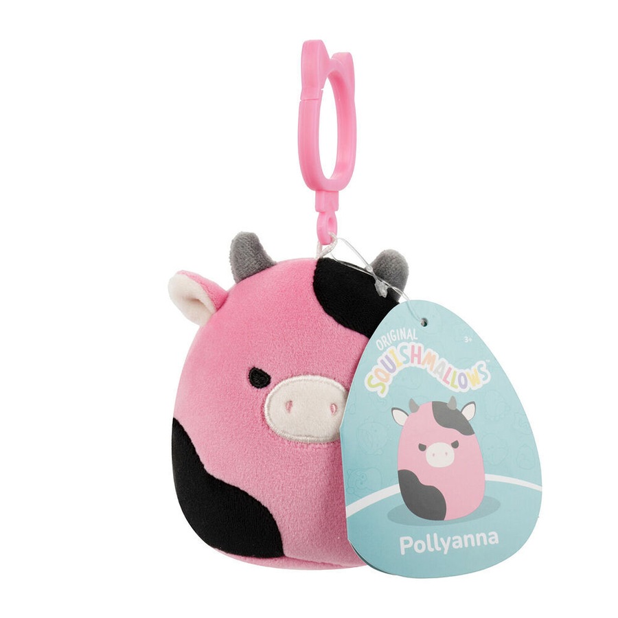 4PK Squishmallows 3.5in Clip Pollyanna Cow Stuffed Animal Kids Plush Toy 3y+
