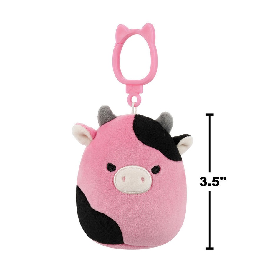 4PK Squishmallows 3.5in Clip Pollyanna Cow Stuffed Animal Kids Plush Toy 3y+