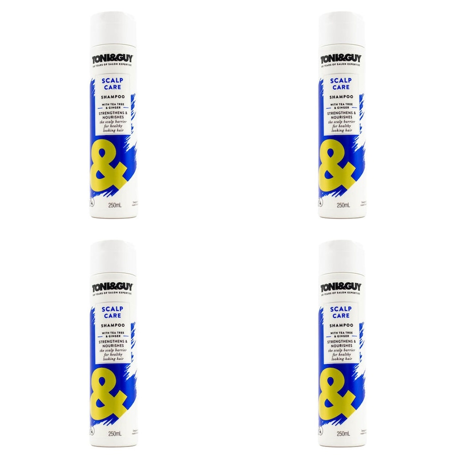 4PK Toni & Guy 250ml Scalp Care Hydrating Hair Shampoo w/ Tea Tree & Ginger