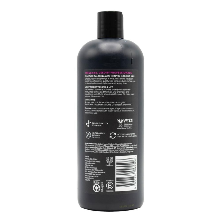 4PK Tresemme 750ml Shampoo Volume & Fullness Bath/Shower For Fine & Thin Hair