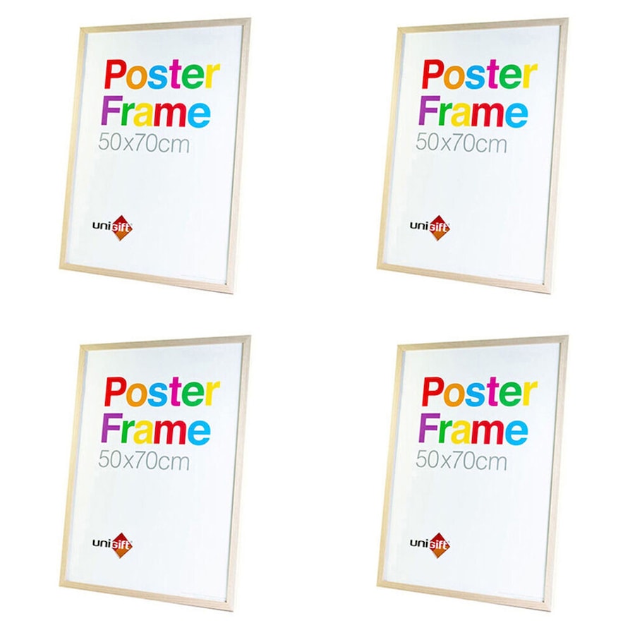 4PK Unigift Wooden/Glass Hanging Poster Picture Photo Frame 50x70cm Natural