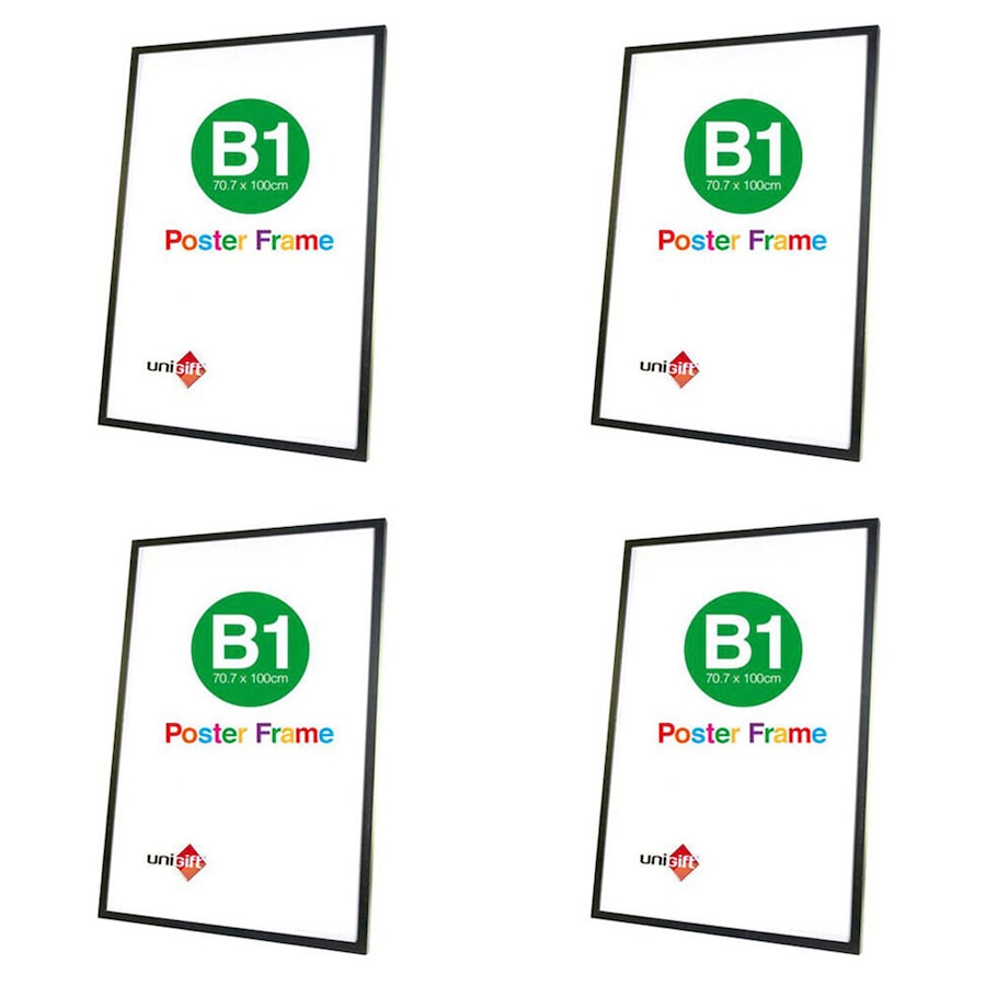 4PK Unigift Wooden Poster Picture Photo Frame B1 70.7x100cm Black