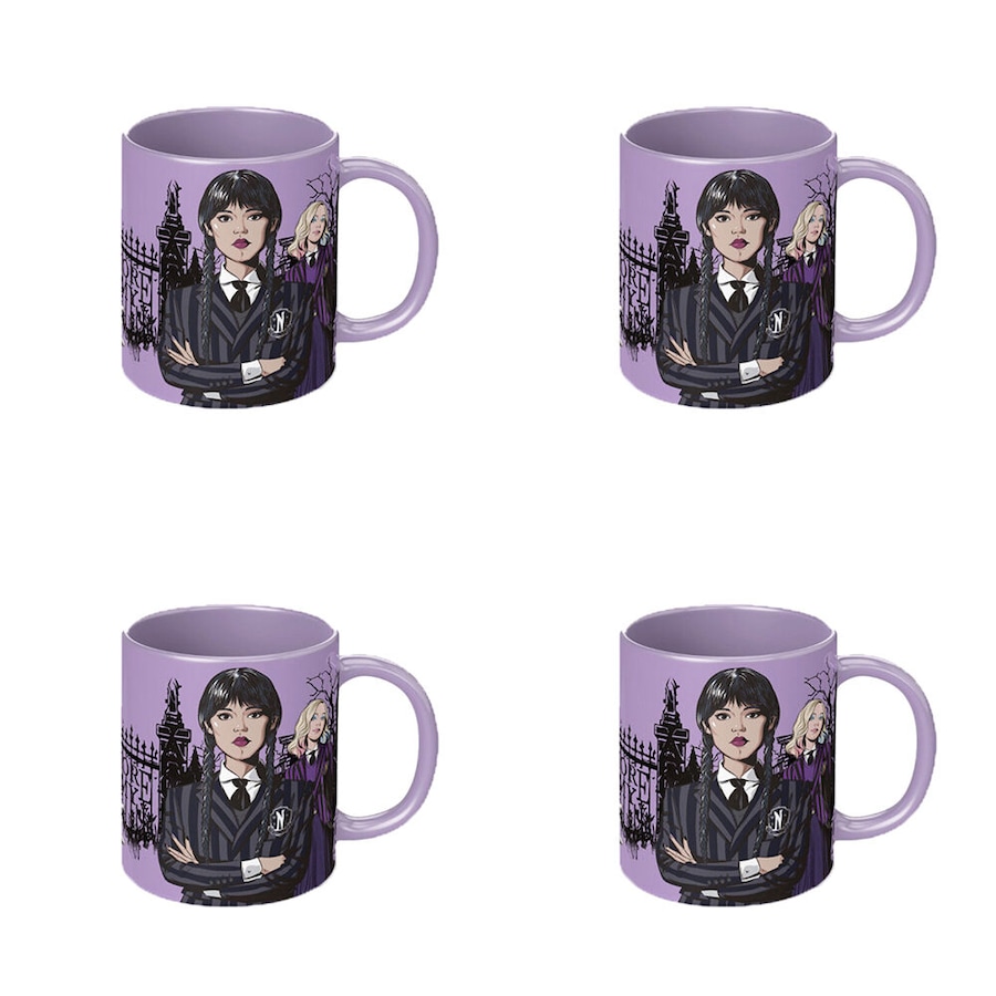 4PK Wednesday Nevermore Academy Characters Coloured Coffee Mug Purple