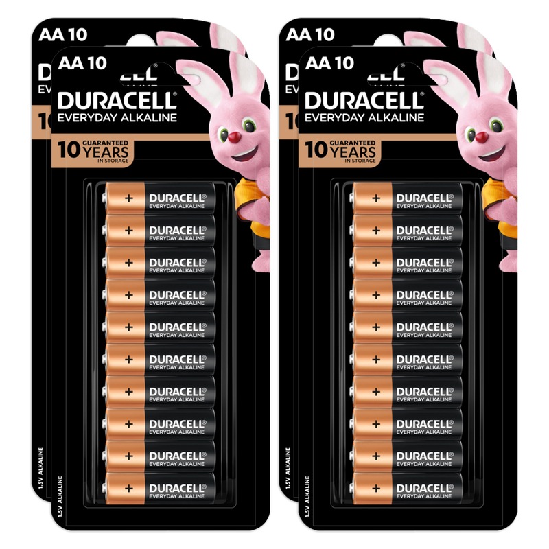 Buy 4x 10pc Duracell Everyday AA Size Alkaline Battery Pack Single Use ...