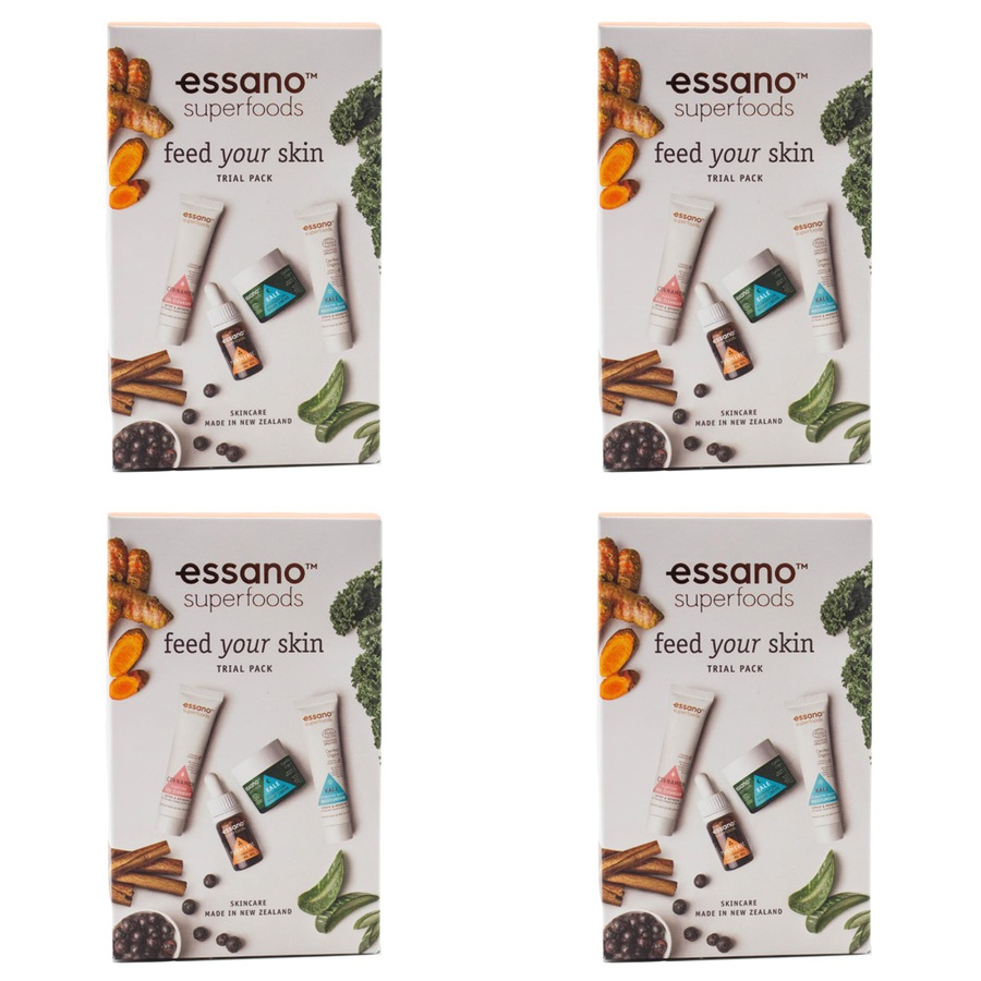 4x 4pc Essano Superfoods Feed Your Skin Women Facial Care Skin Pamper Trial Pack