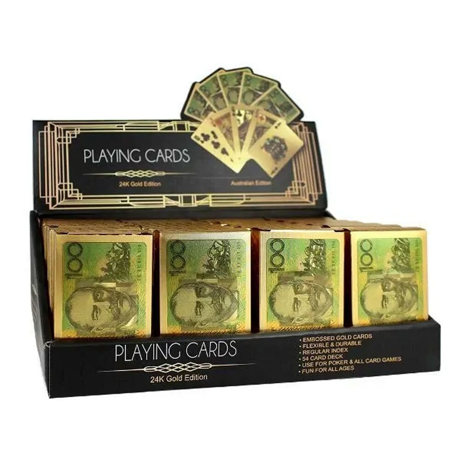 4x 54pc AU Dollars 24K Gold Plated Poker Playing Cards Tabletop Deck Game