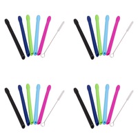 4x 5pc Appetito Silicone Cocktail Straws w/ Brush Kitchen/Barware Assorted