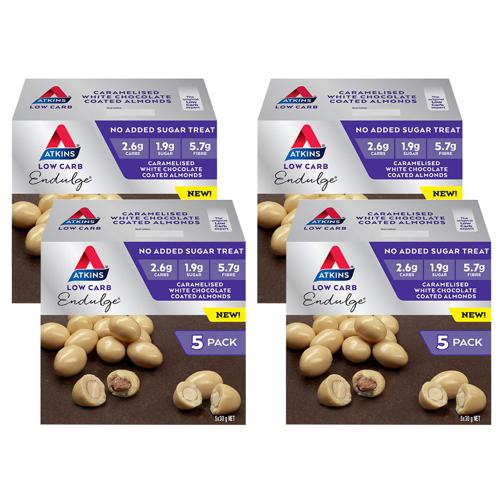 4x 5pc Atkins 30g Endulge Treat Caramelised White Chocolate Coated Almonds Australia