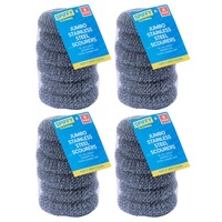 4x 6PK Spiffy 11cm Jumbo Heavy Duty Stainless Steel Dishwashing Scourers Scrub