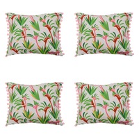 4x Annabel Trends Inflatable Beach Pillow w/ Pompom 36cm Rect Kangaroo Paw Pink