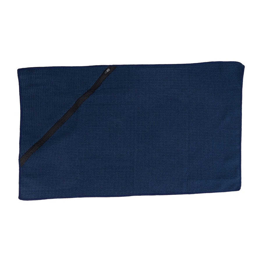 4x Annabel Trends Waffle Sports Gym Towel w/ Zip Pocket 40x75cm Absorbent Navy