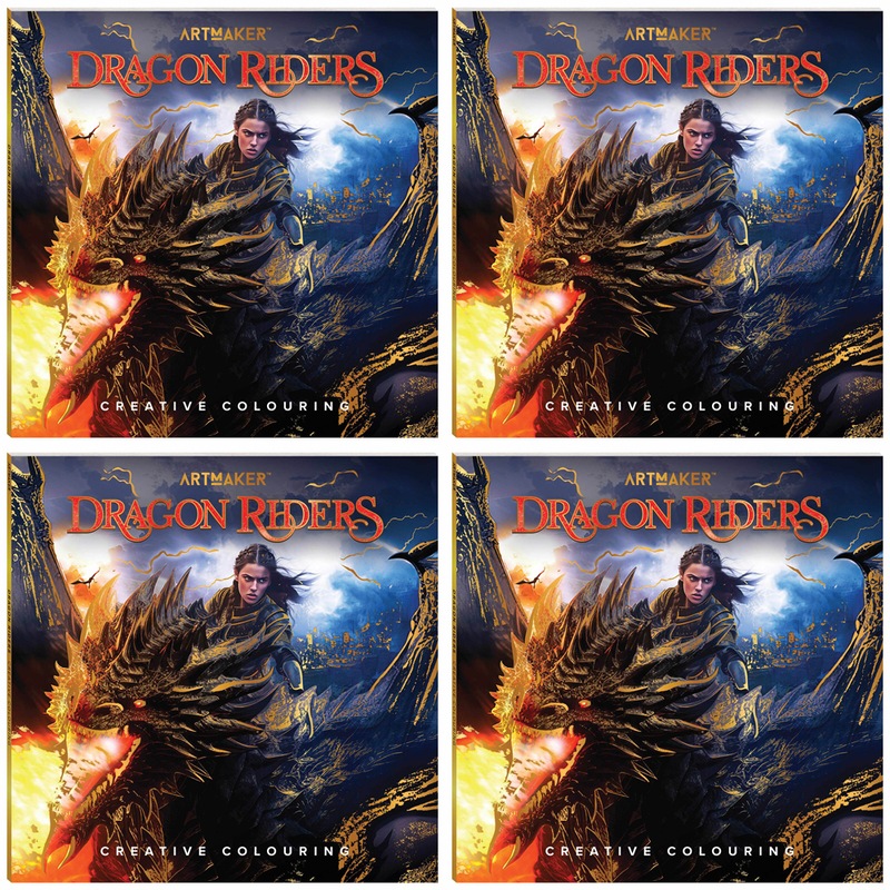 Buy 4x Art Maker Creative Colouring Book Dragon Riders Creative Craft
