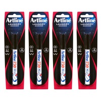 4x Artline 0.7mm Bullet Nib Laundry Marker Cloth/Linen/Fabric Clothing Pen Black