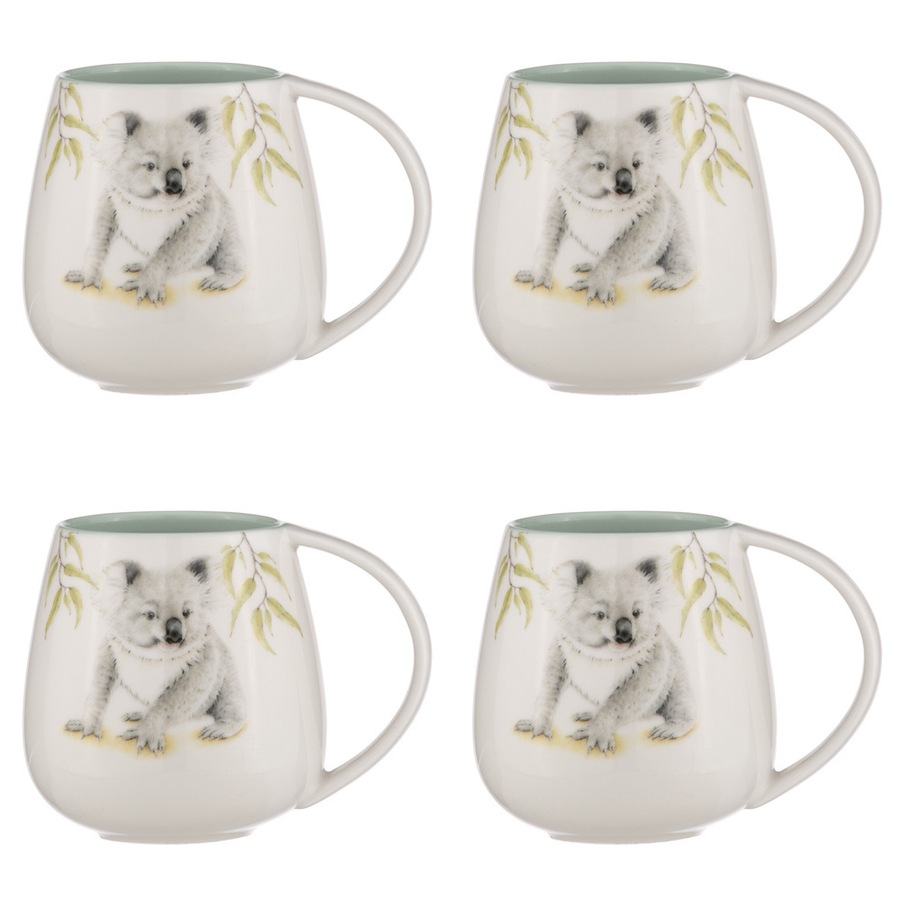 4x Ashdene Bush Buddies Koala Snuggle 500ml Coffee/Tea Mug New Bone China White