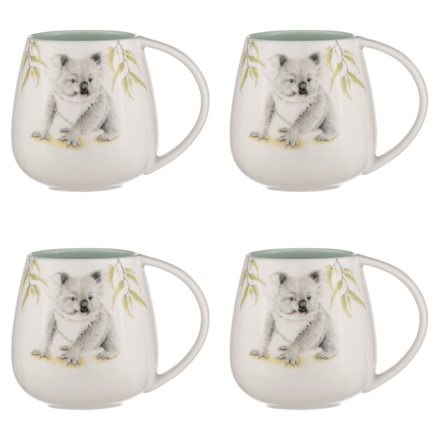4x Ashdene Bush Buddies Koala Snuggle 500ml Coffee/Tea Mug New Bone China White