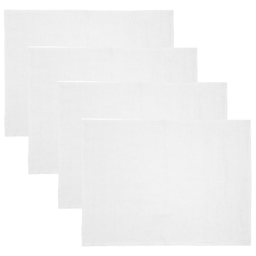 4x Bambury Tableware/Dinnerware Linen Placemat 33x45cm Ivory Home Decor