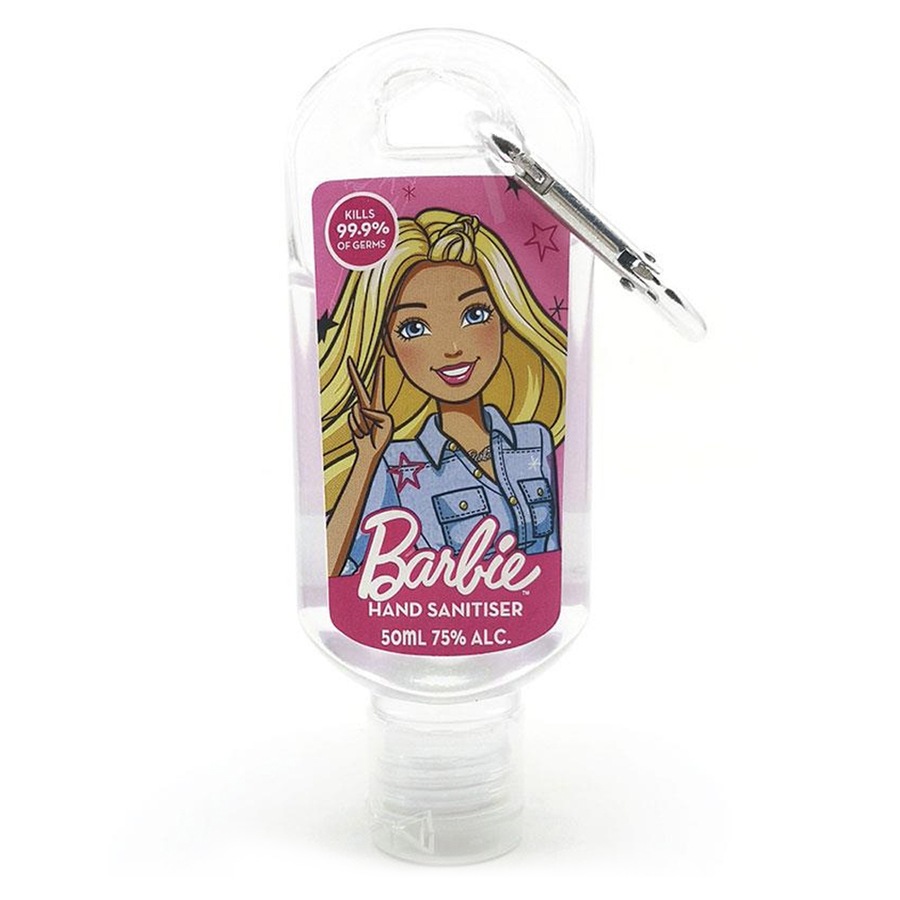 4x Barbie Kids Hand Sanitiser Instant Gel 75% Alcohol Pocket/Travel Size 50ml