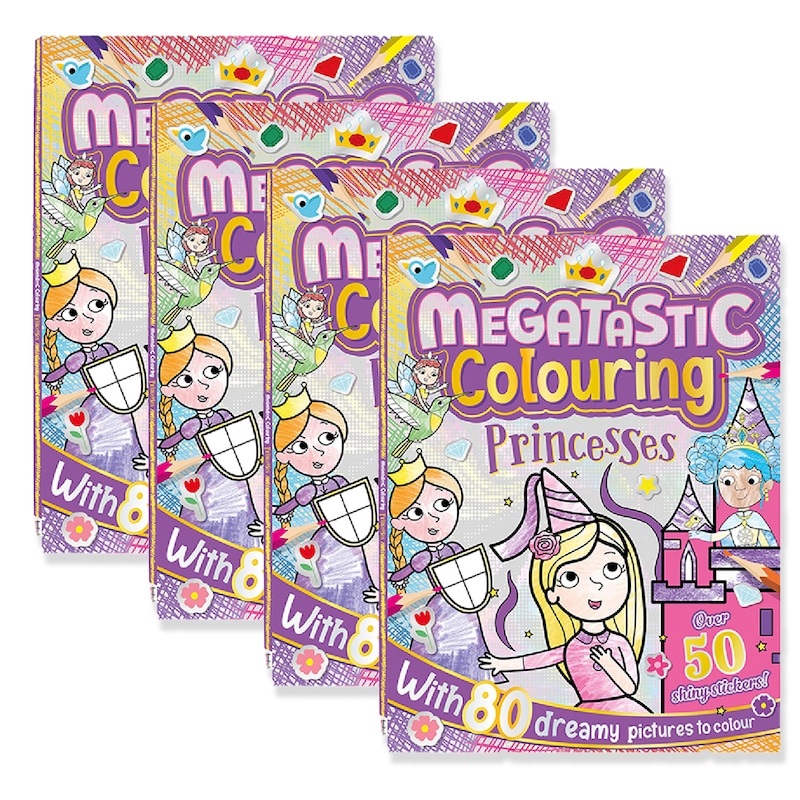 Buy 4x Bookoli Megatastic Colouring: Princesses Colouring Book Art ...