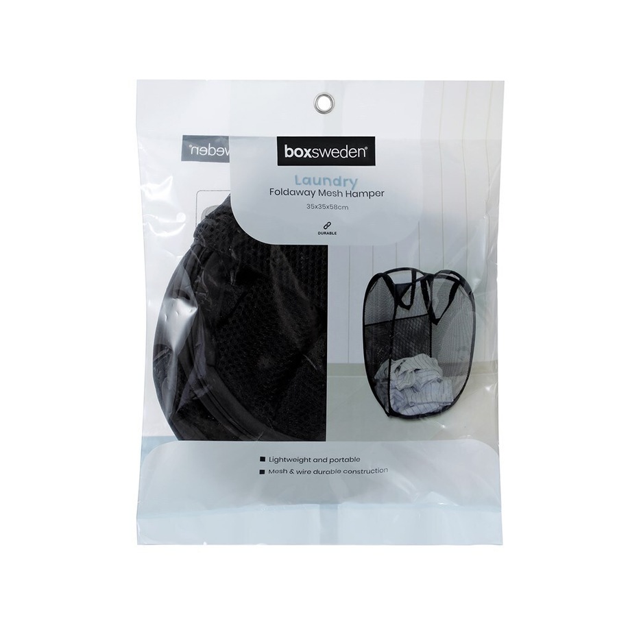 4x Boxsweden Mesh Laundry Foldaway Hamper Dirty Clothes Storage 35x58cm Assorted