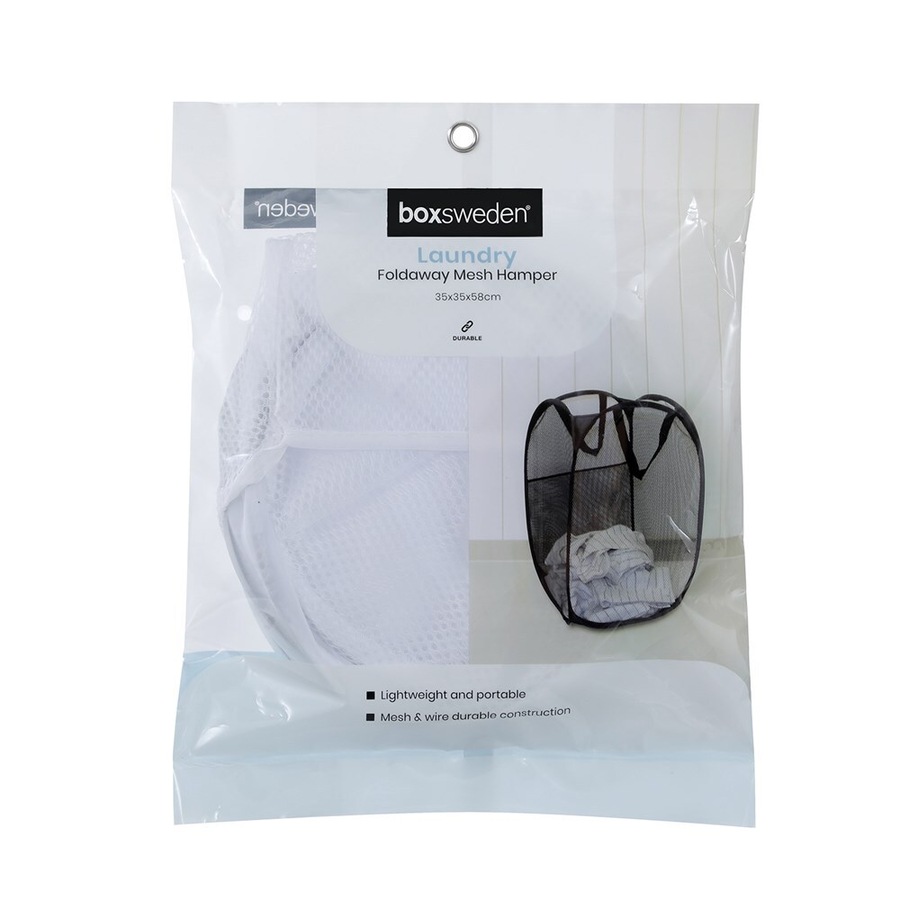 4x Boxsweden Mesh Laundry Foldaway Hamper Dirty Clothes Storage 35x58cm Assorted