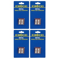 4x Celco Double Hole Metal Pencil Sharper School/Office/Home Stationery Orange