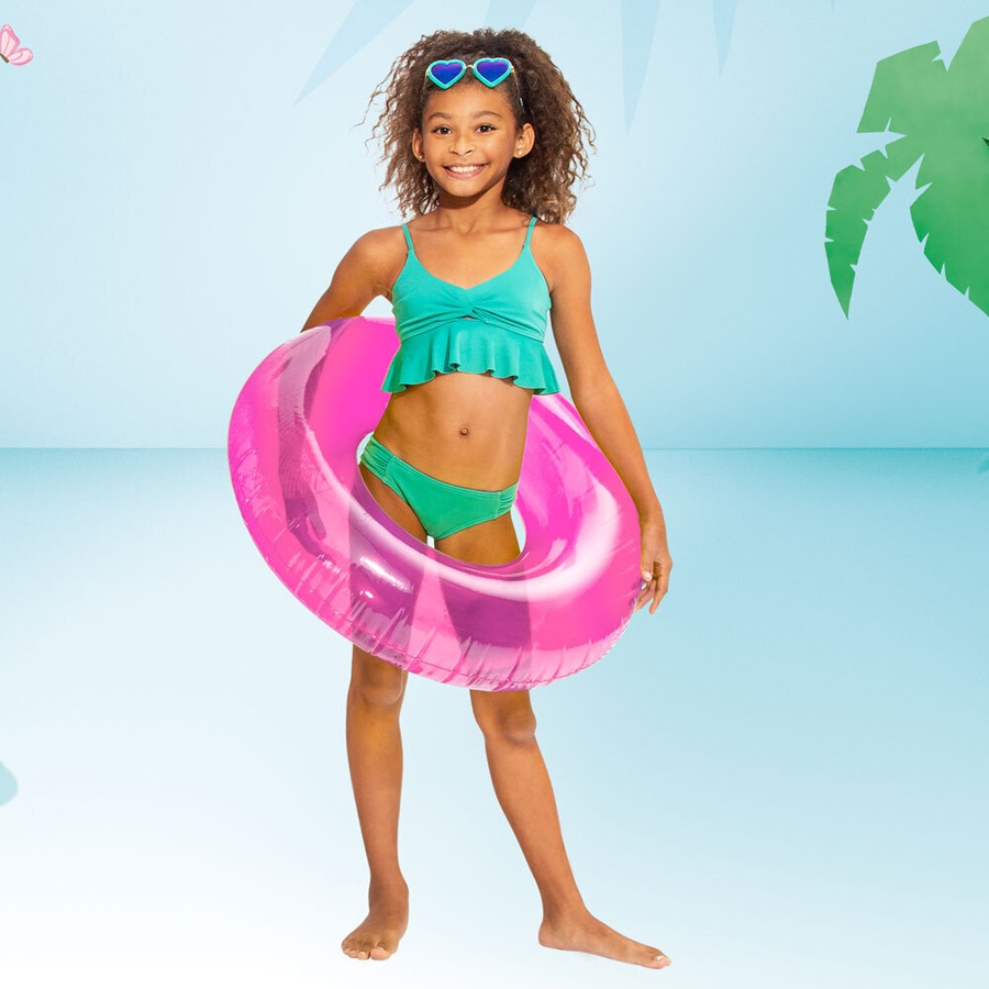 4x Intex Kids 76cm Transparent Tubes Swim Ring Round Swimming Pool Toy Assorted