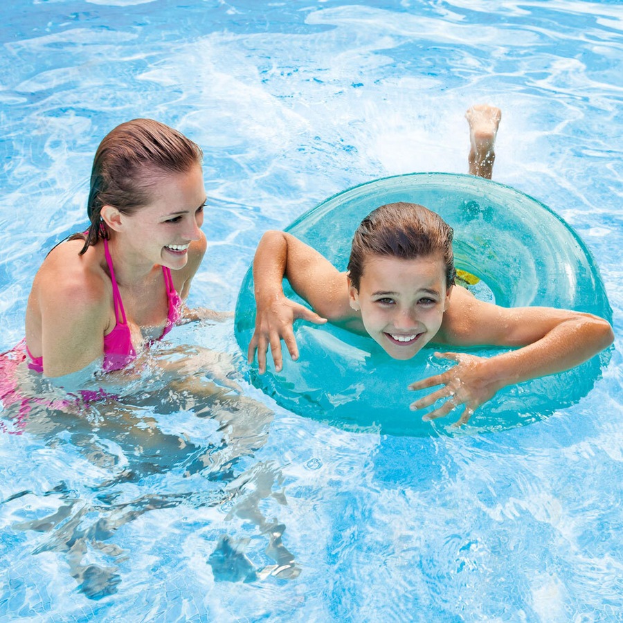 4x Intex Kids 76cm Transparent Tubes Swim Ring Round Swimming Pool Toy Assorted