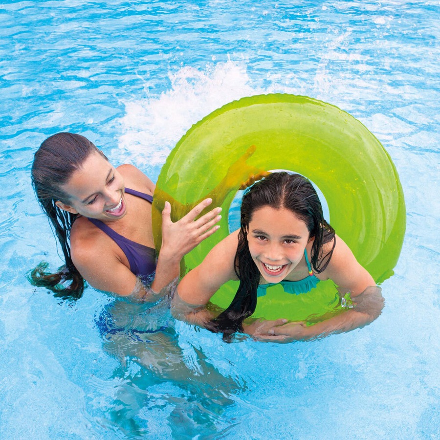 4x Intex Kids 76cm Transparent Tubes Swim Ring Round Swimming Pool Toy Assorted