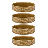 4x Ladelle Heath Caramel Nibble 15cm Round Porcelain Serving/Mix Bowl Salad Dish
