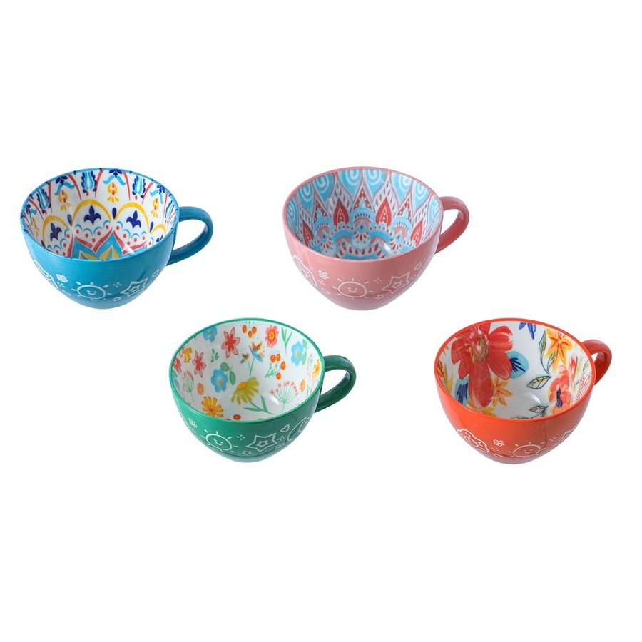 4x Lemon & Lime Moroccan Deco 15x12.5cm Ceramic Soup Cup Noodles Bowl Mug Asstd