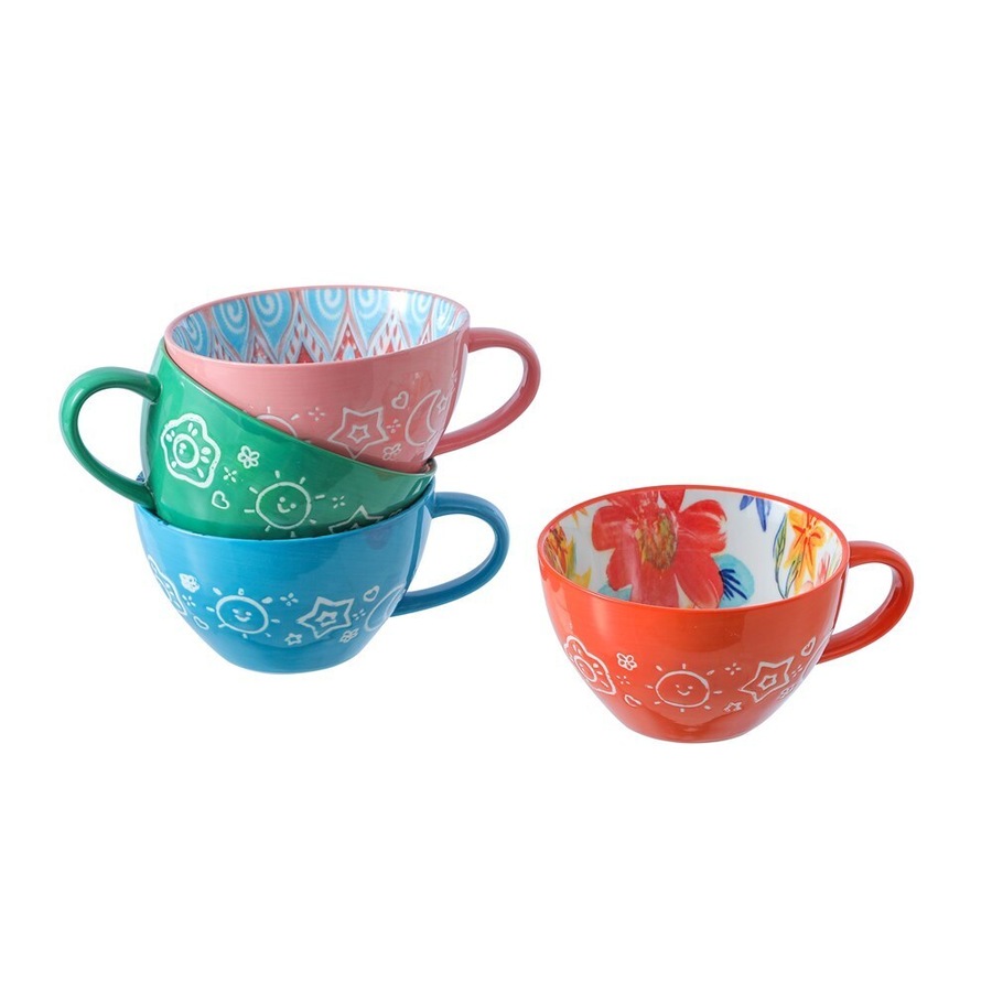 4x Lemon & Lime Moroccan Deco 15x12.5cm Ceramic Soup Cup Noodles Bowl Mug Asstd