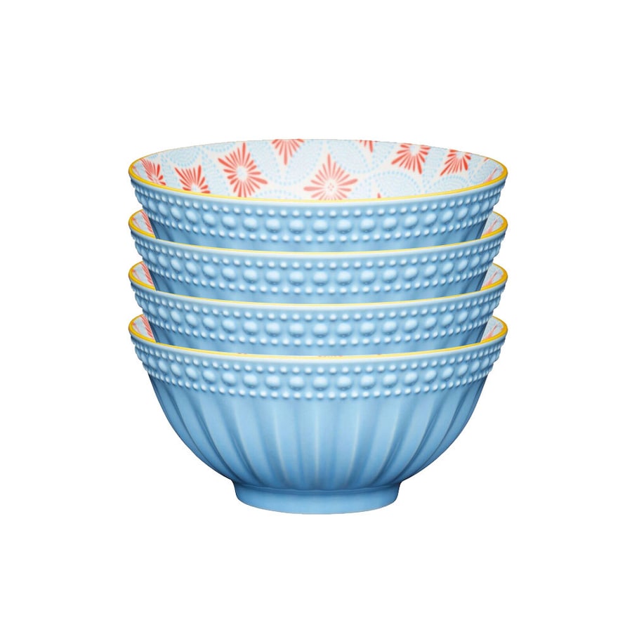 4x Mikasa Does it All Dining Tableware Glazed Bowl 15.7cm - Blue Mosaic