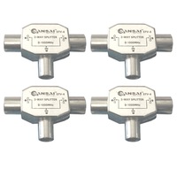 4x TV/FM Radio 2 Way Antenna Splitter Coax RG59 Adapter Male Plug to 2 Female