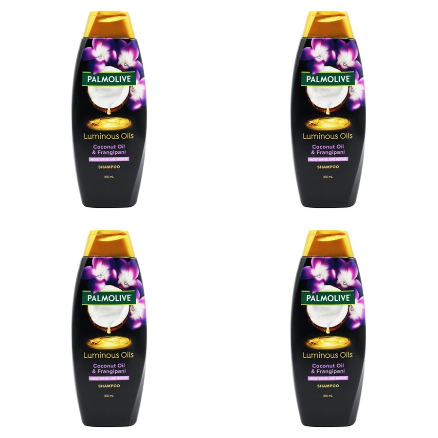 4x Palmolive 350ml Shampoo Luminous Oils w/ Coconut Oil & Frangipani Hair Care