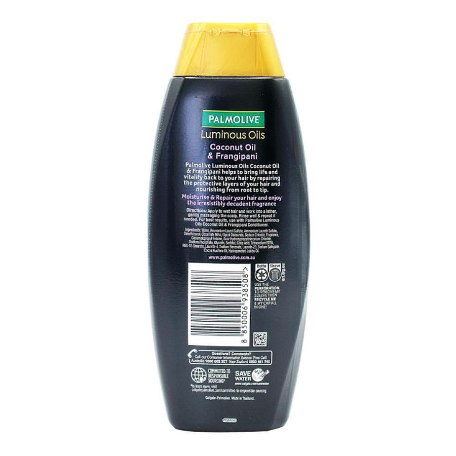 4x Palmolive 350ml Shampoo Luminous Oils w/ Coconut Oil & Frangipani Hair Care