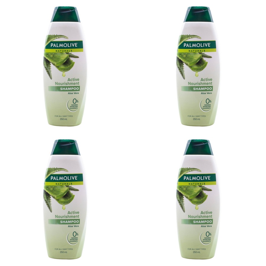 4x Palmolive Naturals 350ml Shampoo Active Nourishment Aloe Vera/Fruit Vitamins