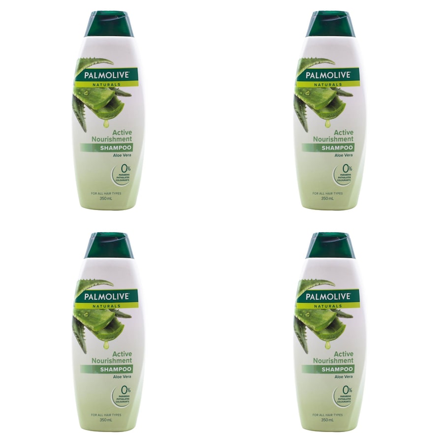 4x Palmolive Naturals 350ml Shampoo Active Nourishment Aloe Vera/Fruit Vitamins