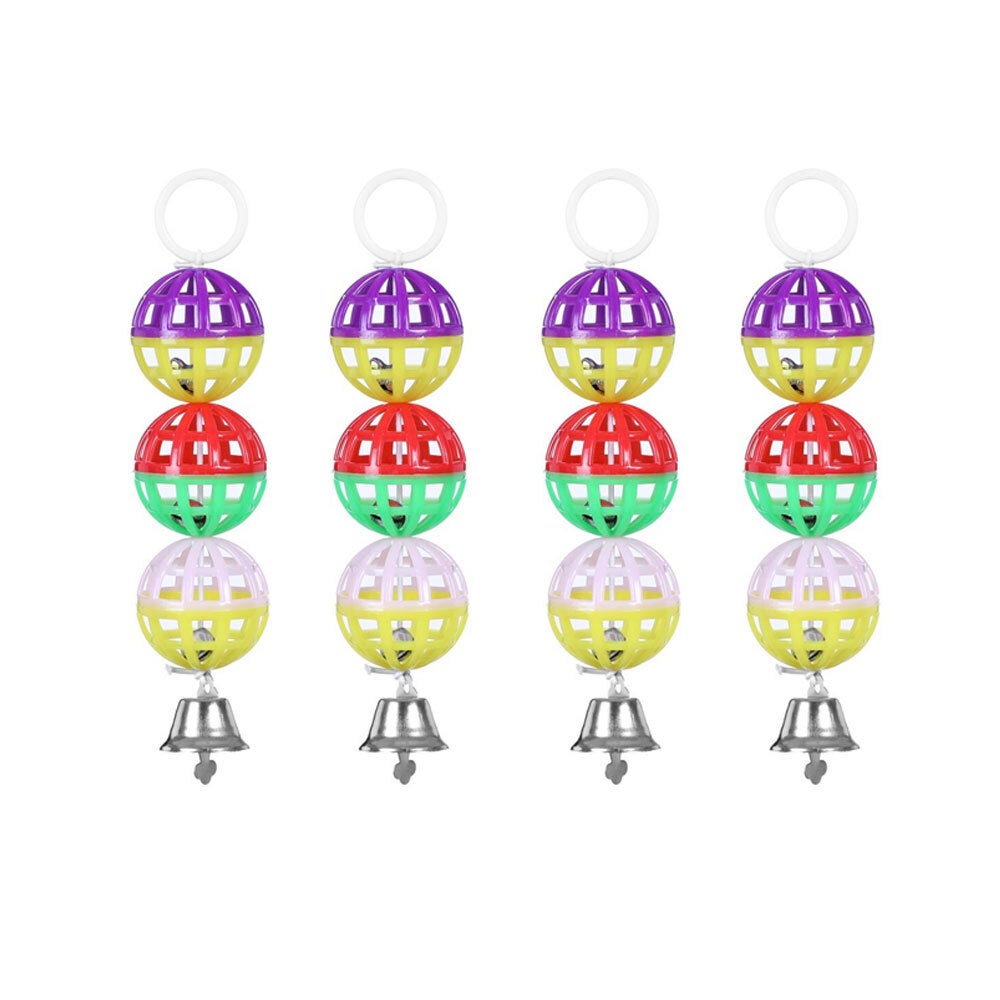 4x Paws & Claws 16cm Ball/Bell Bird Parrot Pet Interactive Play Cage Toy Assort.
