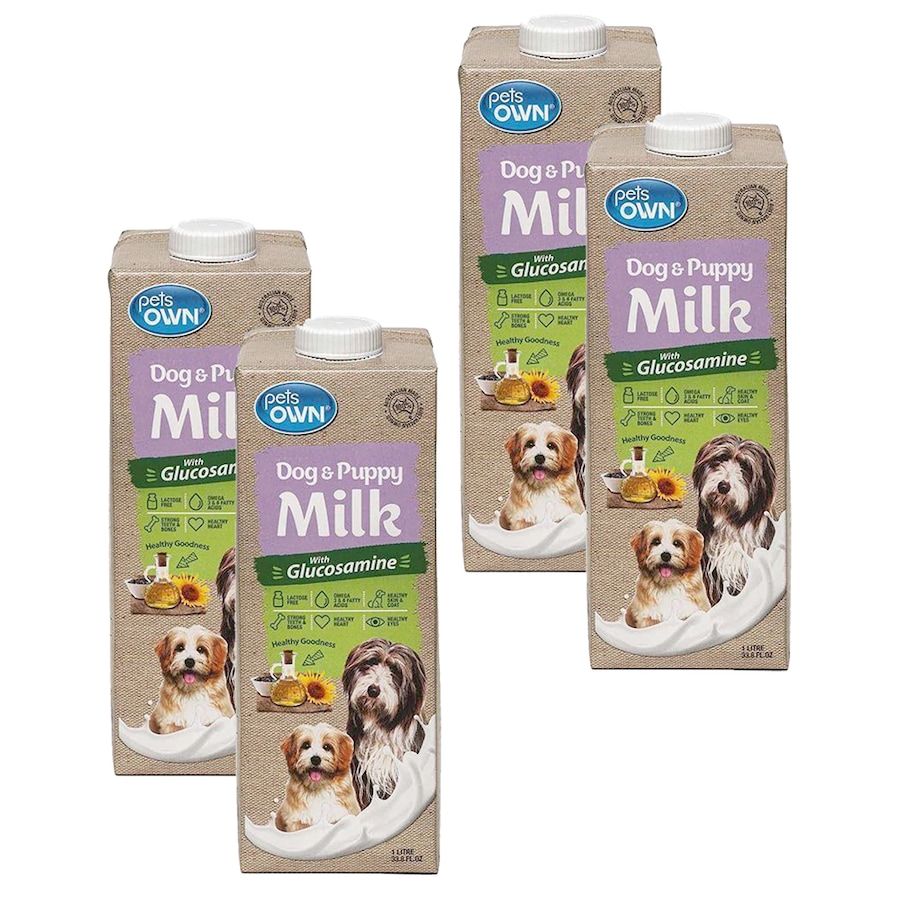 4x Pets Own Dog & Puppy Lactose Free Milk w/ Glucosamine Drinks Feeding/Food 1L