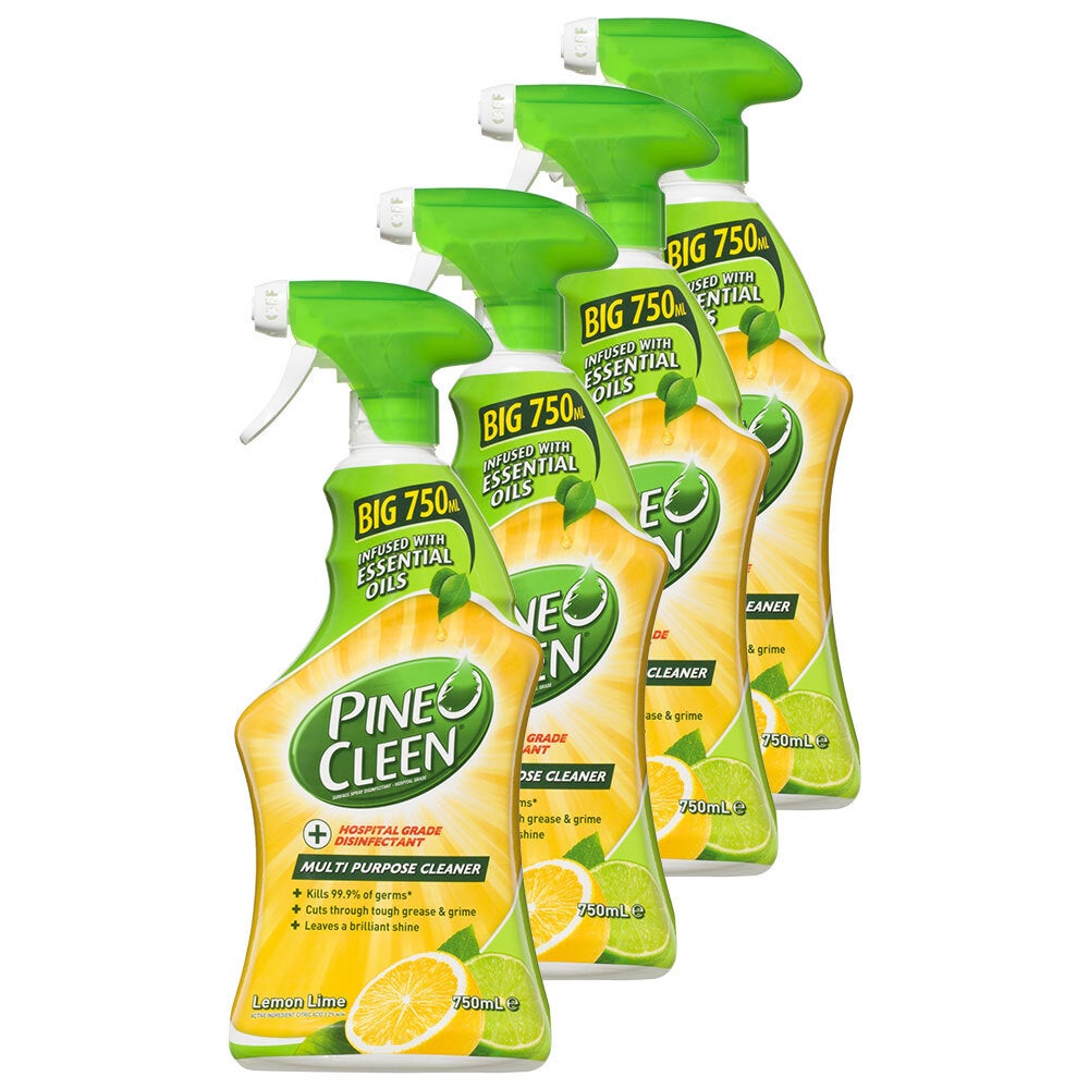 4x Pine O Cleen Lemon Lime 750mL/Multi Purpose House/Kitchen Cleaning Spray