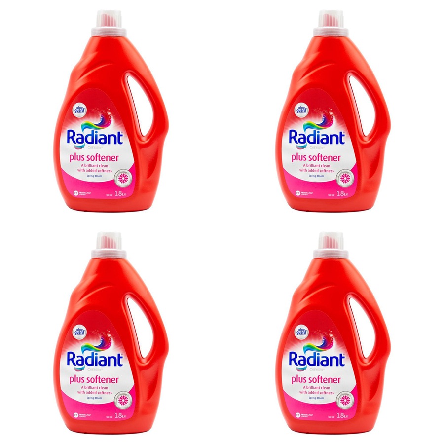 4x Radiant Plus Softener Liquid Laundry Detergent FT Loader 1.8L Spring Bloom