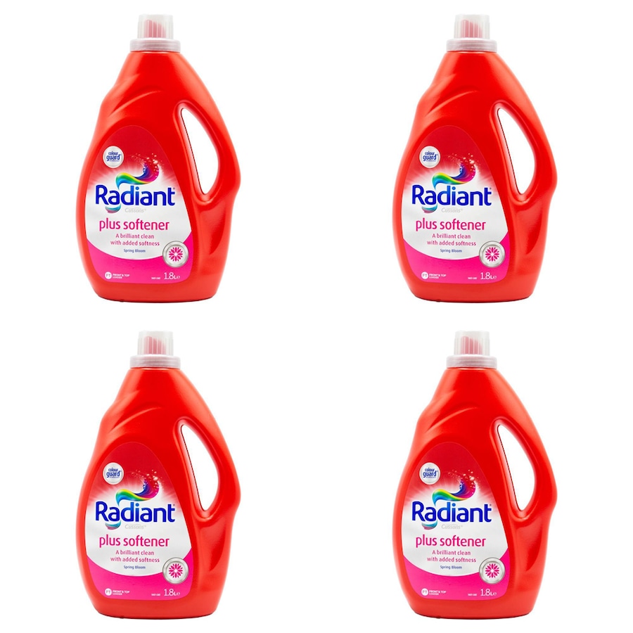 4x Radiant Plus Softener Liquid Laundry Detergent FT Loader 1.8L Spring Bloom
