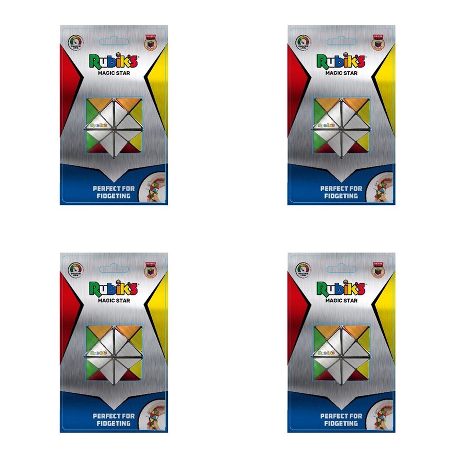 4x Rubiks Magic Star Fidget Cube Puzzle Metallic Kids/Children Educational Toy
