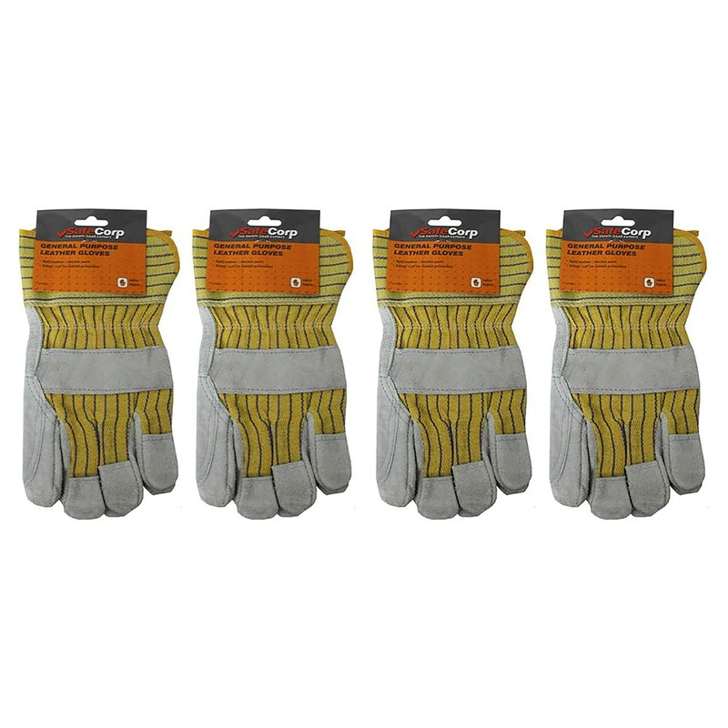 Buy 4x Safecorp PPE Safety General Purpose Gloves Pair Leather Double