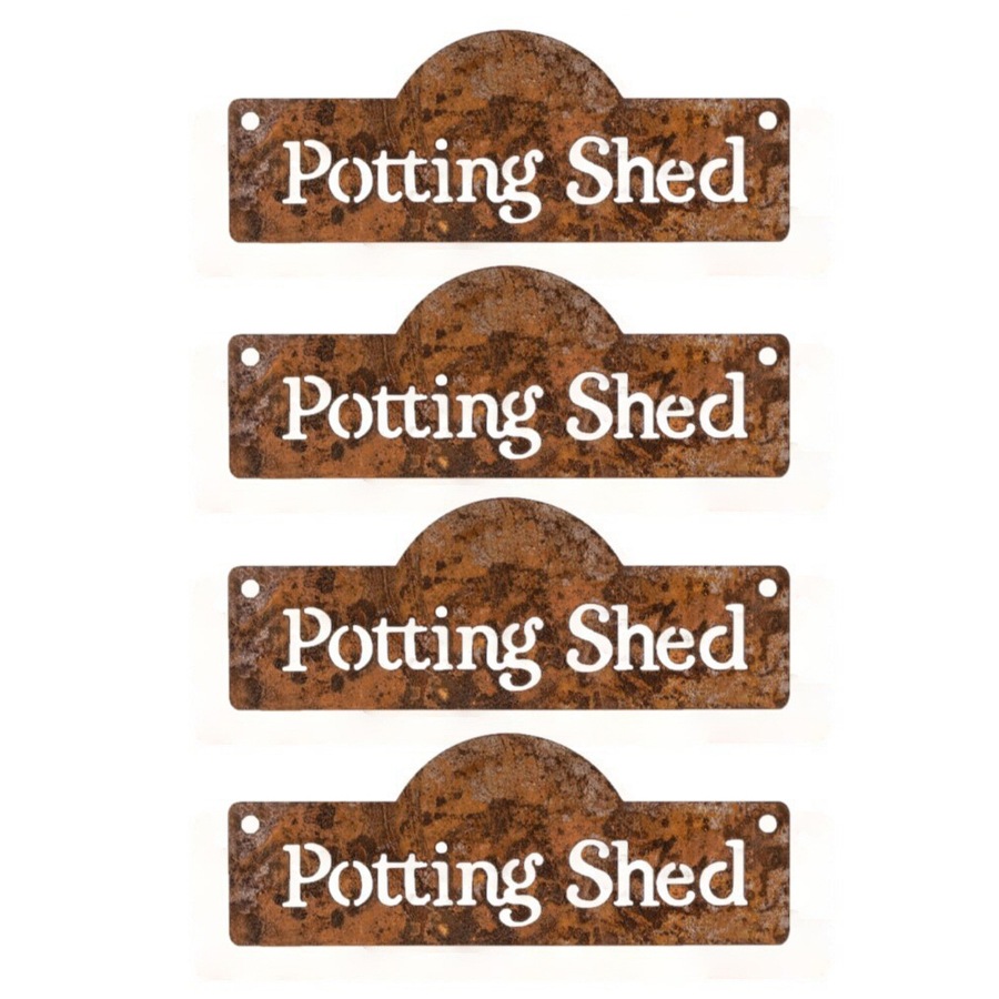 4x Sign Rust 20x8cm Hanging Wall Outdoor Ornament Yard/Patio Garden Decor Assort