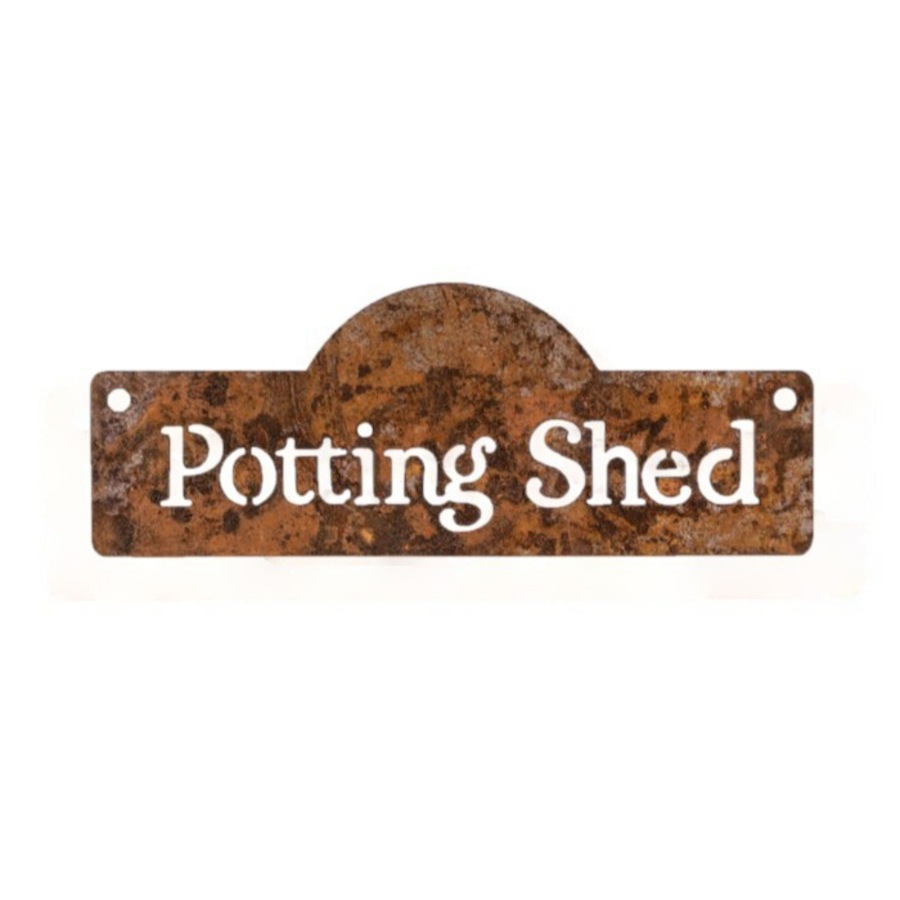 4x Sign Rust 20x8cm Hanging Wall Outdoor Ornament Yard/Patio Garden Decor Assort