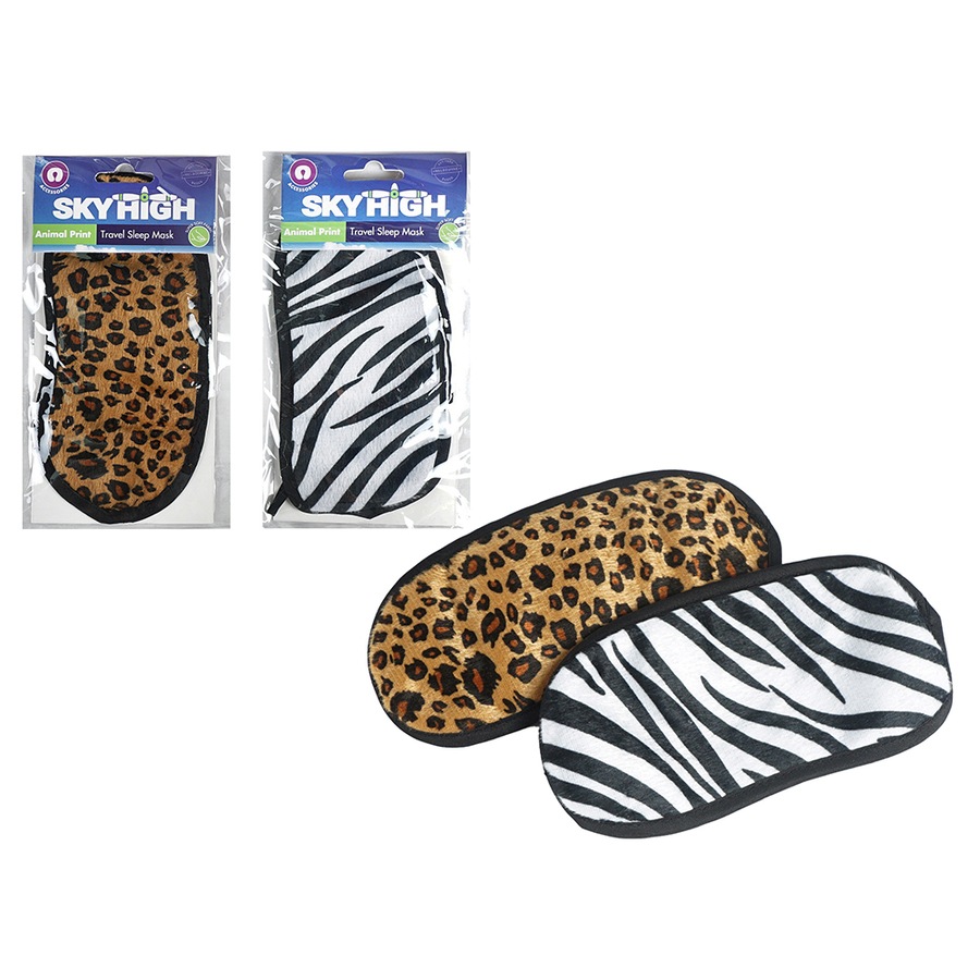 4x Sky High Satin Backed Printed Light Blocking Eye Mask Assorted Colours