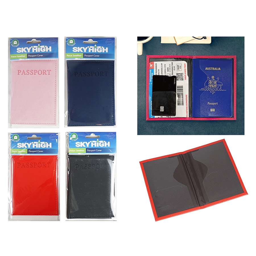 4x Sky High Travel Passport Bording Pass Holder Solid Colour Assorted Colours