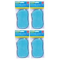 4x Spiffy 16cm Non Scratch Microfibre Dishwashing Cleaning Scrub Sponge Pad